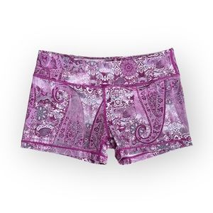 Boxstar Stretchy Biker shorts Pink Purple Gray Paisley Pattern Women's Medium
